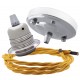 Ceiling Pendant Kit with Large Silver Rose and E27 Lampholder in Silver Nickel Finish with Gold Flex