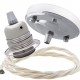 Ceiling Pendant Kit with Large Silver Rose and E27 Lampholder in Silver Nickel Finish with Classic Ivory Flex Ceiling Pendant Kit with Large Silver Rose and E27 Lampholder in Silver Nickel Finish with Classic Ivory Flex