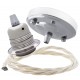 Ceiling Pendant Kit with Large Silver Rose and E27 Lampholder in Silver Nickel Finish with Classic Ivory Flex Ceiling Pendant Kit with Large Silver Rose and E27 Lampholder in Silver Nickel Finish with Classic Ivory Flex