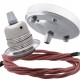 Ceiling Pendant Kit with Large Silver Rose and E27 Lampholder in Silver Nickel Finish with Dusky Pink Flex