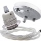 Ceiling Pendant Kit with Large Silver Rose and E27 Lampholder in Silver Nickel Finish with White Flex Ceiling Pendant Kit with Large Silver Rose and E27 Lampholder in Silver Nickel Finish with White Flex