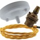 Ceiling Pendant Kit with Large Gloss White Rose and B22 Lampholder in Antique Brass Finish with Gold Flex Ceiling Pendant Kit with Large Gloss White Rose and B22 Lampholder in Antique Brass Finish with Gold Flex