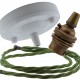 Ceiling Pendant Kit with Large Gloss White Rose and B22 Lampholder in Antique Brass Finish with Green Flex Ceiling Pendant Kit with Large Gloss White Rose and B22 Lampholder in Antique Brass Finish with Green Flex