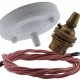 Ceiling Pendant Kit with Large Gloss White Rose and B22 Lampholder in Antique Brass Finish with Dusky Pink Flex Ceiling Pendant Kit with Large Gloss White Rose and B22 Lampholder in Antique Brass Finish with Dusky Pink Flex
