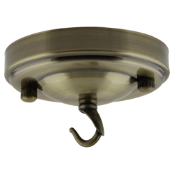 Large Ceiling Rose with Deco Style Hook in Antique Brass Effect Large Ceiling Rose with Deco Style Hook in Antique Brass Effect