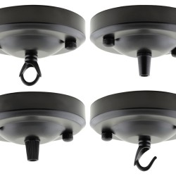 Large Ceiling Rose with Deco Style Hook in Matte Black Large Ceiling Rose with Deco Style Hook in Matte Black