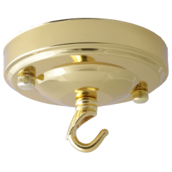 Large Ceiling Rose with Deco Style Hook in Polished Brass Large Ceiling Rose with Deco Style Hook in Polished Brass