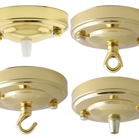 Large Ceiling Rose with Nylon Cord Grip in Polished Brass Effect