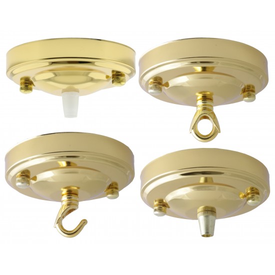 Large Ceiling Rose with Deco Style Hook in Polished Brass Large Ceiling Rose with Deco Style Hook in Polished Brass