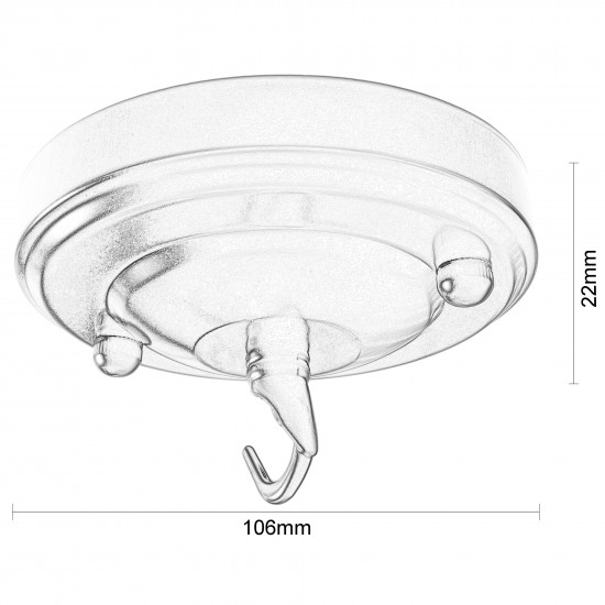 Large Ceiling Rose with Deco Style Hook in Gloss White