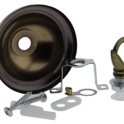 Small Ceiling Rose with Deco Style Hook in Antique Brass Effect