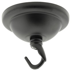 Small Ceiling Rose with Deco Style Hook in Matte Black Finish Small Ceiling Rose with Deco Style Hook in Matte Black Finish