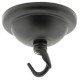 Small Ceiling Rose with Deco Style Hook in Matte Black Finish