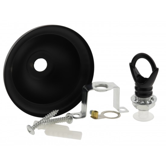 Small Ceiling Rose with Deco Style Loop in Matte Black Finish Small Ceiling Rose with Deco Style Loop in Matte Black Finish