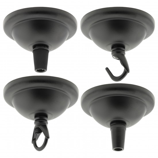 Small Ceiling Rose with Deco Style Loop in Matte Black Finish