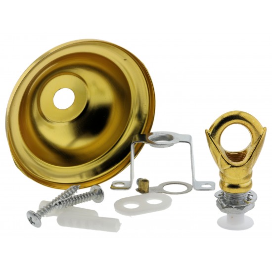 Small Ceiling Rose with Deco Style Loop in Polished Brass Effect Small Ceiling Rose with Deco Style Loop in Polished Brass Effect