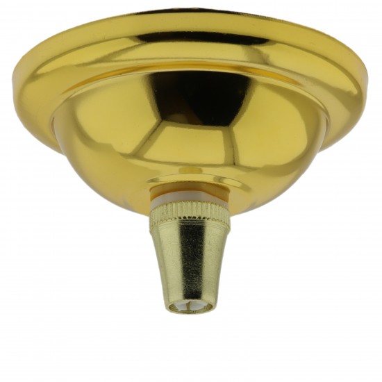Small Brass Effect Ceiling Pendant Kit and B22 Brass Lampholder with Classic Ivory Flex