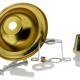 Small Ceiling Rose with Metal Cord Grip in Polished Brass Effect Small Ceiling Rose with Metal Cord Grip in Polished Brass Effect