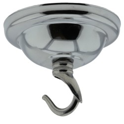 Small Ceiling Rose with Deco Style Hook in Silver Nickel Effect Small Ceiling Rose with Deco Style Hook in Silver Nickel Effect