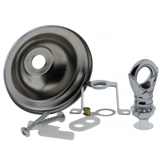 Small Ceiling Rose with Deco Style Loop in Silver Nickel Effect Small Ceiling Rose with Deco Style Loop in Silver Nickel Effect