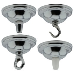 Small Ceiling Rose with Deco Style Hook in Silver Nickel Effect Small Ceiling Rose with Deco Style Hook in Silver Nickel Effect