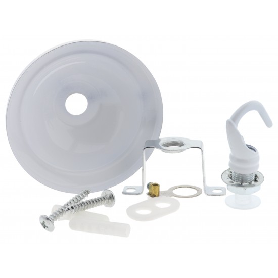 Small Ceiling Rose with Deco Style Hook in Gloss White Finish Small Ceiling Rose with Deco Style Hook in Gloss White Finish