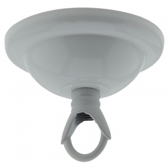 Small Ceiling Rose with Deco Style Loop in Gloss White Finish
