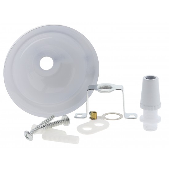 Small Ceiling Rose with Metal Cord Grip in Gloss White Finish Small Ceiling Rose with Metal Cord Grip in Gloss White Finish