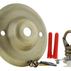 Ceiling Rose with Deco Style Loop in Antique Brass Effect