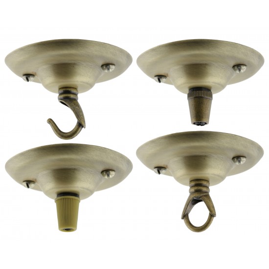 Ceiling Rose with Deco Style Hook in Antique Brass Effect Ceiling Rose with Deco Style Hook in Antique Brass Effect