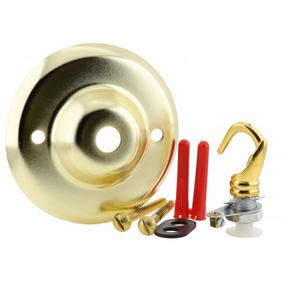 Ceiling Rose with Deco Style Hook in Brass Effect Ceiling Rose with Deco Style Hook in Brass Effect