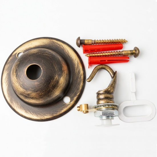 Hand-Antiqued Solid Brass Ceiling Rose with Metal chain hook