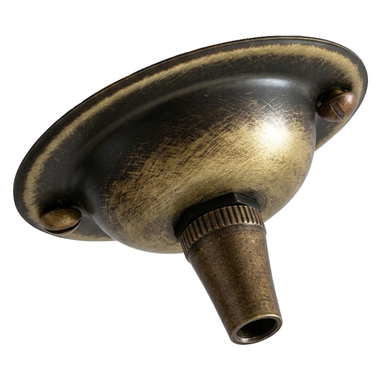 Hand-Antiqued Solid Brass Ceiling Rose with Metal Cord Grip