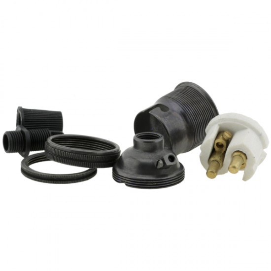 Lampholder B22 Dark Bronze with Shade Ring, Nylon Cord Grip Lampholder B22 Dark Bronze with Shade Ring, Nylon Cord Grip