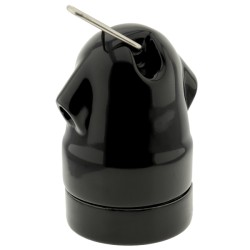 Glazed Porcelain Festoon E27 Lampholder in Black