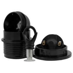 Lampholder E27 Black Bakelite with Shade Ring and Metal Loop Lampholder E27 Black Bakelite with Shade Ring and Metal Loop