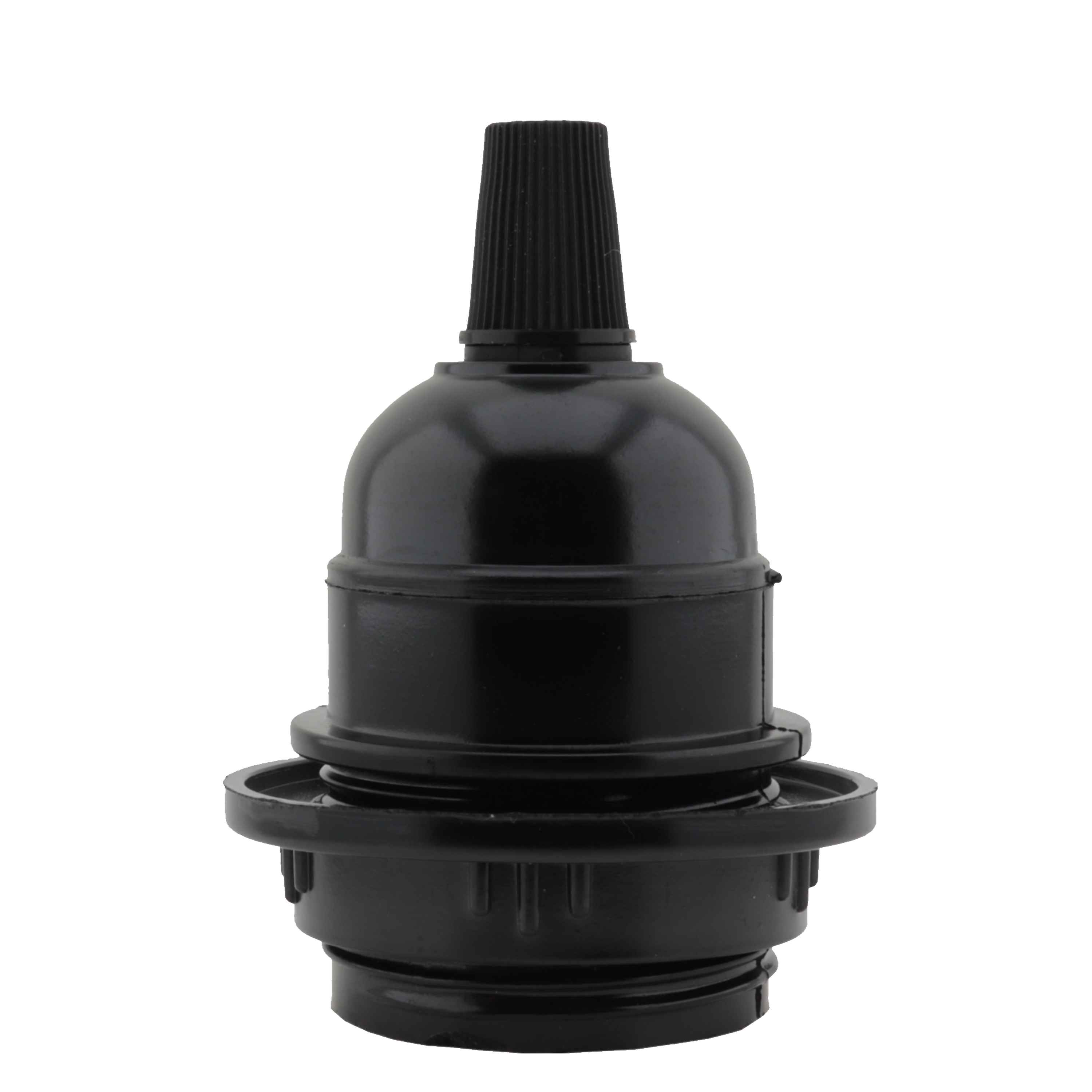 Lampholder E27 Black Bakelite with Shade Ring and Nylon Cord Grip